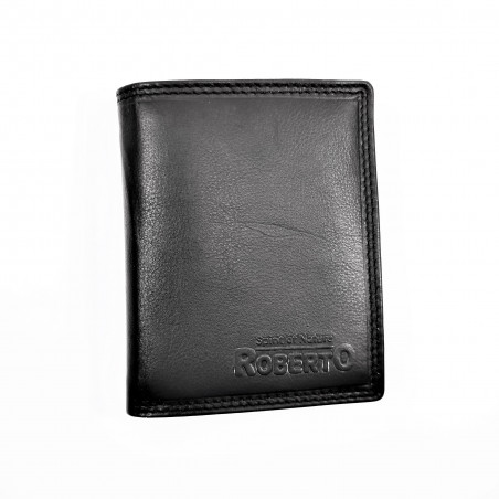 RobertO - RFID Portemonnee Heren - Verticaal - Zwarte Buffelleer 100%