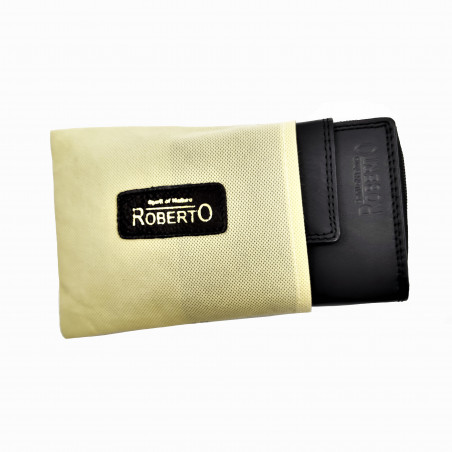 RobertO - RFID Portemonnee Dames - Verticaal - Zwarte Buffelleer 100%