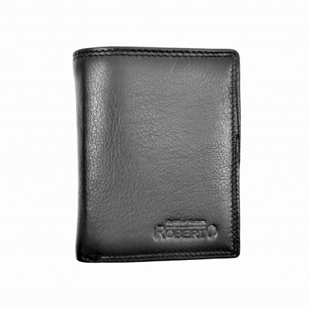 RobertO - Heren Portemonnee RFID Anti Skim - Verticaal - Zwarte Buffelleer 100%