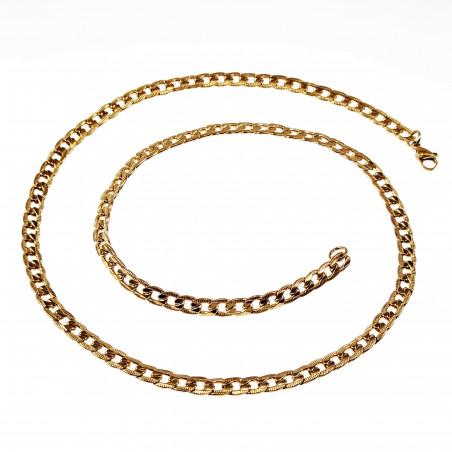 55cm Gedetailleerde Ketting Heren Verguld RVS Cubaanse Schakelketting