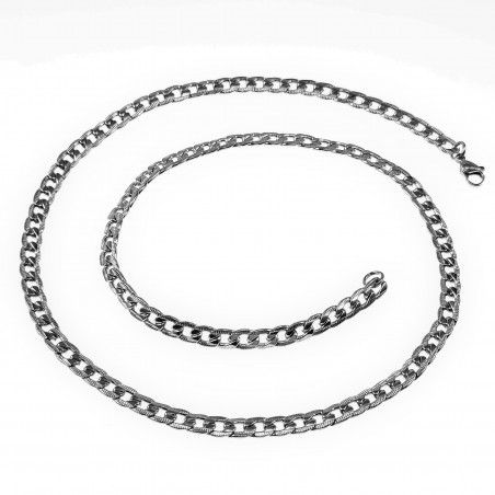 55cm Gedetailleerde Cubaanse Heren Stalen Zilver Kleur Schakelketting