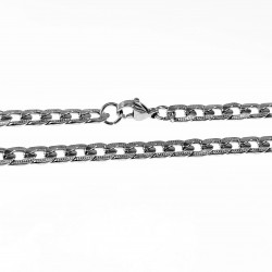 55cm x 5mm Gedetailleerde Cubaanse Heren - Stalen Zilverkleur - Schakelketting