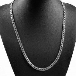 55cm x 5mm Gedetailleerde Cubaanse Heren - Stalen Zilver Kleur - Schakelketting