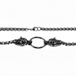 Jasseron Ketting Heren Tribale Wolfen Stalen Schakelsketting