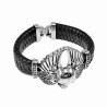 Zwart Leren Armband Heren - Schedel - RVS Skull Bracelet - Doodshoofd Armband