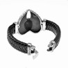 Zwart Leren Armband Heren - Schedel - RVS Skull Bracelet - Doodshoofd Armband