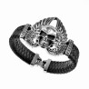 Zwart Leren Armband Heren - Schedel - RVS Skull Bracelet - Doodshoofd Armband