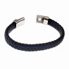 Blauw-Zilver Leren Armband Heren - Gevlochten Leer - Zwaard RVS Sluiting