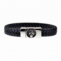 Blauw-Zilver Leren Armband...