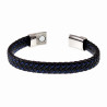 Blauw-Zilver Leren Armband - Gevlochten Leer - RVS Koning Schedel Sluiting