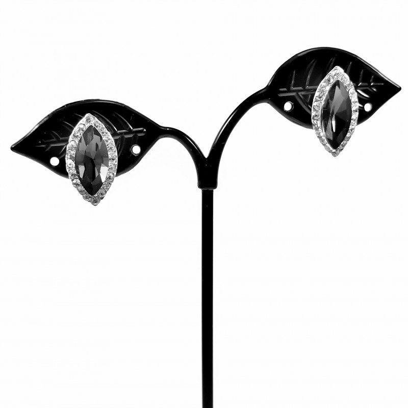Zwarte Ovale Clip-on Oorbellen met Strass - Oorclips Dames Zwarte Ovale Clip-on Oorbellen met Strass - Oorclips Dames