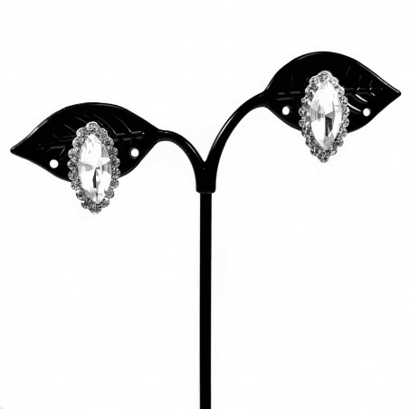 Heldere Ovale Clip-on Oorbellen met Strass - Oorclips Dames