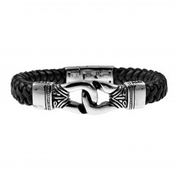 Leren Armband Heren - RVS Infinity - Zwart Leer - Stalen Sluiting