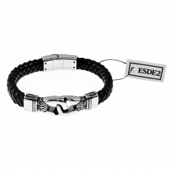 Leren Armband Heren - RVS Infinity - Zwart Leer - Stalen Sluiting