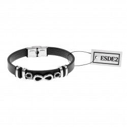 Leren Armband Unisex - Infinity - Zwart Leer - Roestvrij Staal