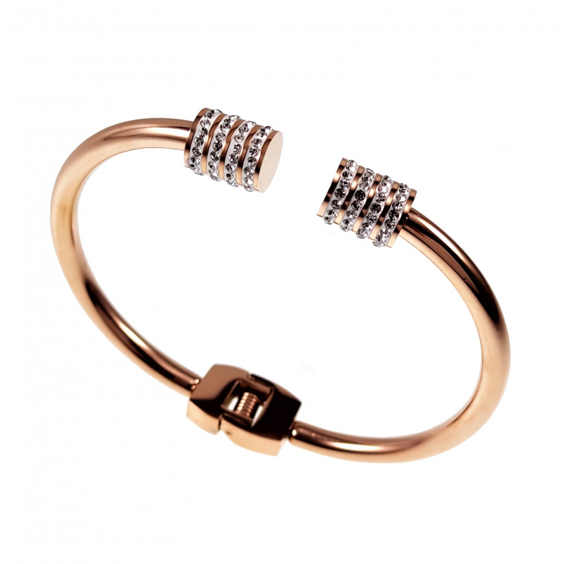 Open Bangle Armband Dames Stalen Roségoud Kleur One-Size 16 tot 17 Open Bangle Armband Dames Stalen Roségoud Kleur One-Size 16 tot 17