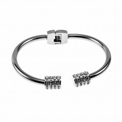 Open Bangle Armband Dames - Stalen Zilverkleur - Zirkonia - One-Size 16 tot 17