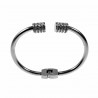 Open Bangle Armband Dames - Stalen Zilverkleur - Zirkonia - One-Size 16 tot 17