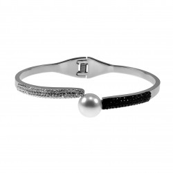 Open Bangle Armband Dames Parel Zirkonia Stalen One-Size 16 tot 17