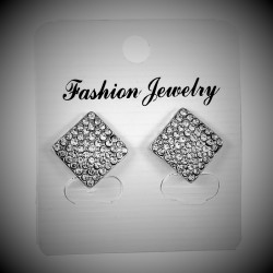 Clip-on Oorbellen met Strass - Ruit Oorclips - Oorbellen Dames