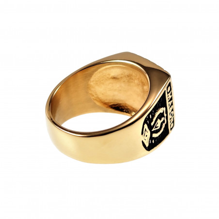 Zegelring Heren - Roestvrij Staal Goud Kleur - Vrijmetselaars Ring