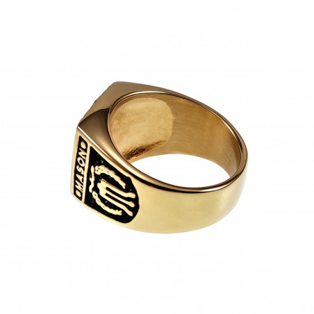 Zegelring Heren - Roestvrij Staal Goud Kleur - Vrijmetselaars Ring