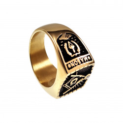 Zegelring Heren - Roestvrij Staal Goud Kleur - Vrijmetselaars Ring