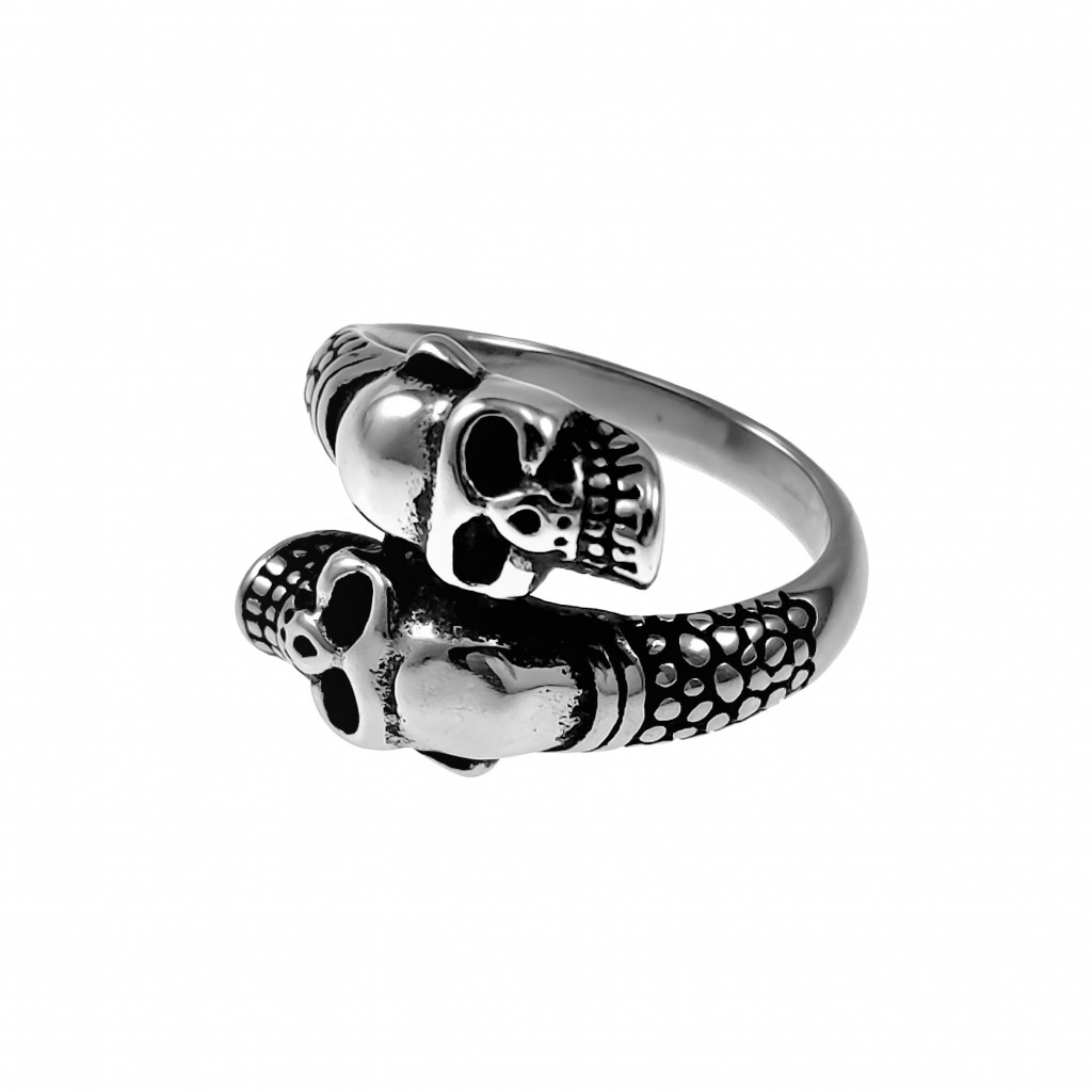 Gothic Ring Met Schedel En Slangenmotief Zwart main image 0