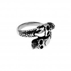 Schedel Ring Heren - Roestvrij Stalen Zilver Kleur - Biker Ring Skull