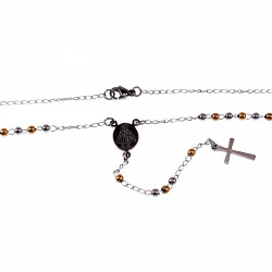 Rozenkrans Ketting Unisex - Stalen Goudkleur-Zilverkleur - Kralen Ketting met Kruis Dames - Heren