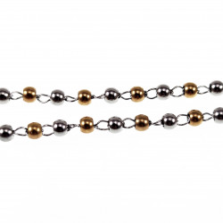Rozenkrans Ketting Unisex - Stalen Goudkleur-Zilverkleur - Kralen Ketting met Kruis Dames - Heren