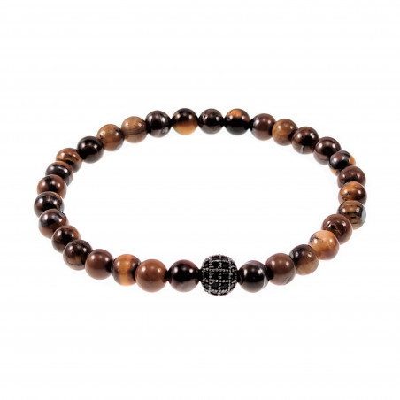 Natuursteen Kralen Armband Unisex - Tijgeroog Bruin - RVS Kraal