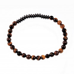 Natuursteen Kralen Armband Unisex - Tijgeroog en Emmatiet Kraalen