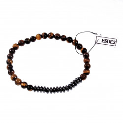 Natuursteen Kralen Armband Unisex - Tijgeroog en Emmatiet Kraalen