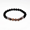 Natuursteen Kralen Armband Unisex -  Onyx - Tijgeroog - RVS Kraalen