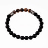 Natuursteen Kralen Armband Unisex -  Onyx - Tijgeroog - RVS Kraalen