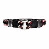 Gevlochten Leren Armband met RVS Anker - Heren - Rood/Wit/Zwart Leer - Stalen Sluiting