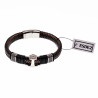 Gevlochten Leren Armband met RVS Anker - Heren - Zwart/Donkerbruin Leer - Stalen Sluiting