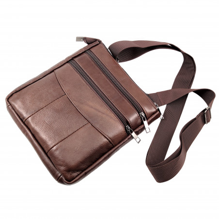 Donkerbruin Schoudertas  Echt Leer Platte Crossbody Tas Dames Heren
