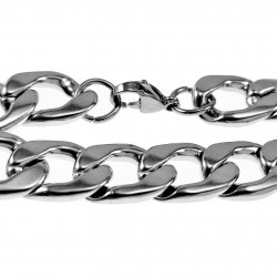 21cm x 14mm Miami Cuban-Armband - Gepolijste Stalen Zilverkleur - Schakelsarmband Heren
