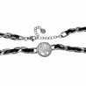 Halsketting Dames Levensboom Ketting Stalen Zwarte Leer Schakelketting