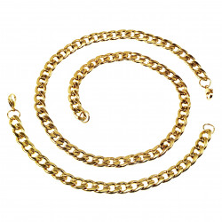 56cm x 9mm Cubaanse Ketting Heren Geel Verguld Stalen Schakelketting