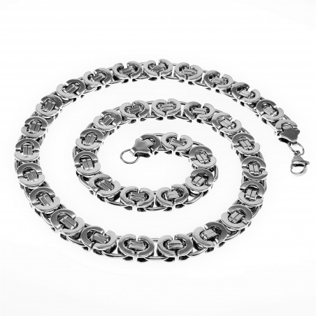 11mm Platte Koningsketting Heren - Stalen Zilver Kleur - Schakelketting