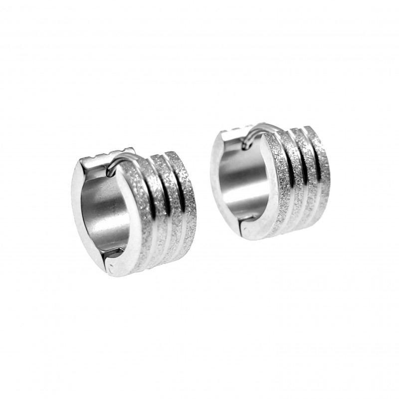 ∅13mm Brede Oorringen - Zand-Design - RVS Zilver Kleur - Oorbellen Dames - Heren