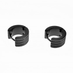 ∅13mm x 7mm - Brede Oorringen - Zand-Design - RVS Zwart PVD Coating - Oorbellen Dames - Heren