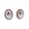 Ovale Clip-on Oorbellen Dames - Rosé Gold Plating - Oorclips met Parel - Zirkonia's - Geen Gaatjes