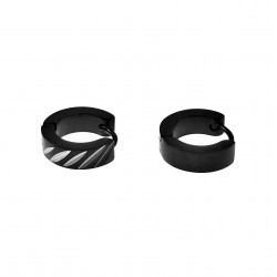 ∅13mm Oorringen Dames Heren RVS Zwarte PVD Coating Oorbellen met Sneden