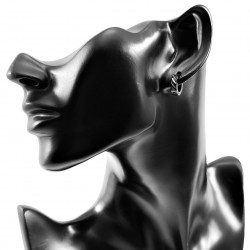 ∅13mm Oorringen Dames Heren RVS Zwarte PVD Coating Oorbellen met Sneden