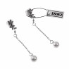 Lange Oorclips Dames - Bloem met Bladeren Ontwerp - Zilver Kleur - Clip-on Oorbellen met Ketting en Parel