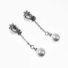 Lange Oorclips met Ketting en Parel Dames Ster Ontwerp Zilver Kleur